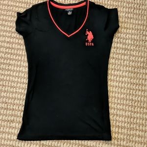 XS U.S. Polo Assn. Black Vneck Short Sleeve